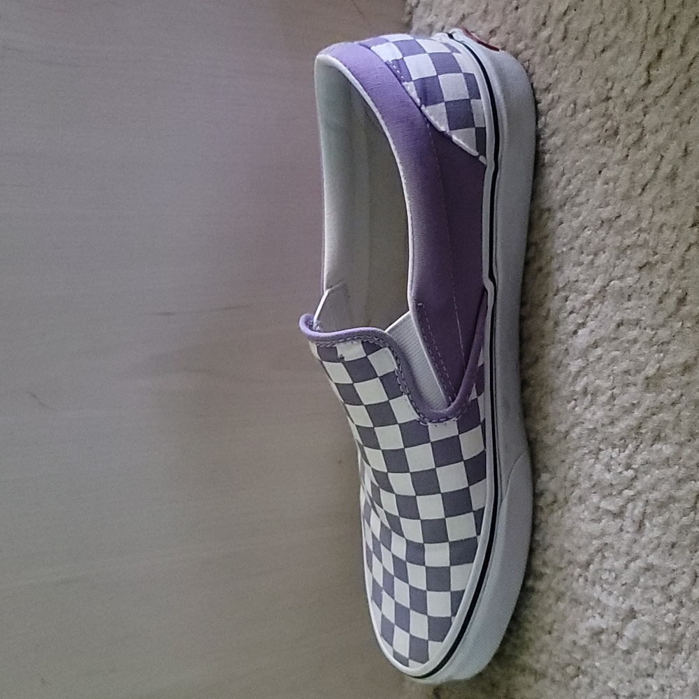 Vans Lavender Checkerboard Slip Ons